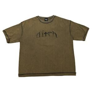 Ditch Logo T-Shirt Mens XL Olive Green Cotton Short Sleeve Grunge Streetwear